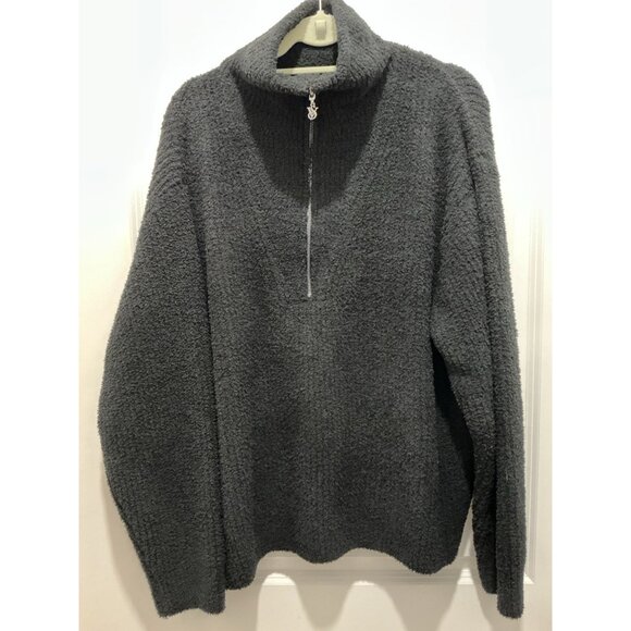 Victoria’s Secret Pullover XXL Black Sherpa 1/4 Zip Long Sleeve NWT - Picture 1 of 9